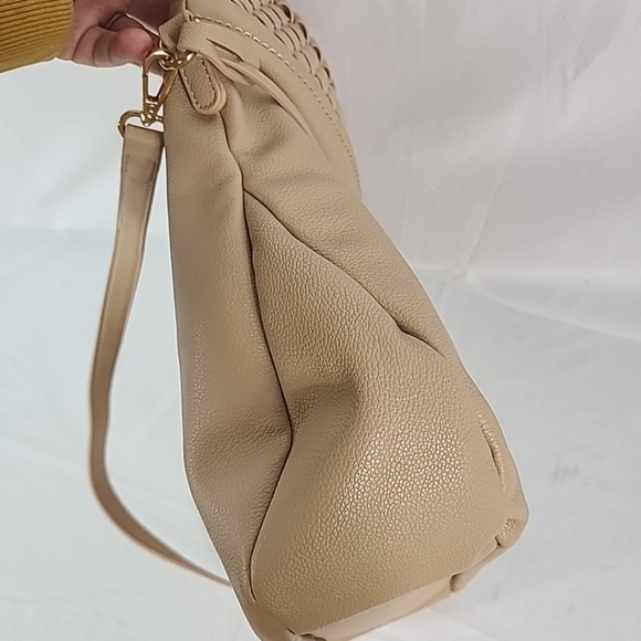 Moda Luxe Crossbody Messenger Vegan Leather Handbag Tan NWT - Picture 8 of 9